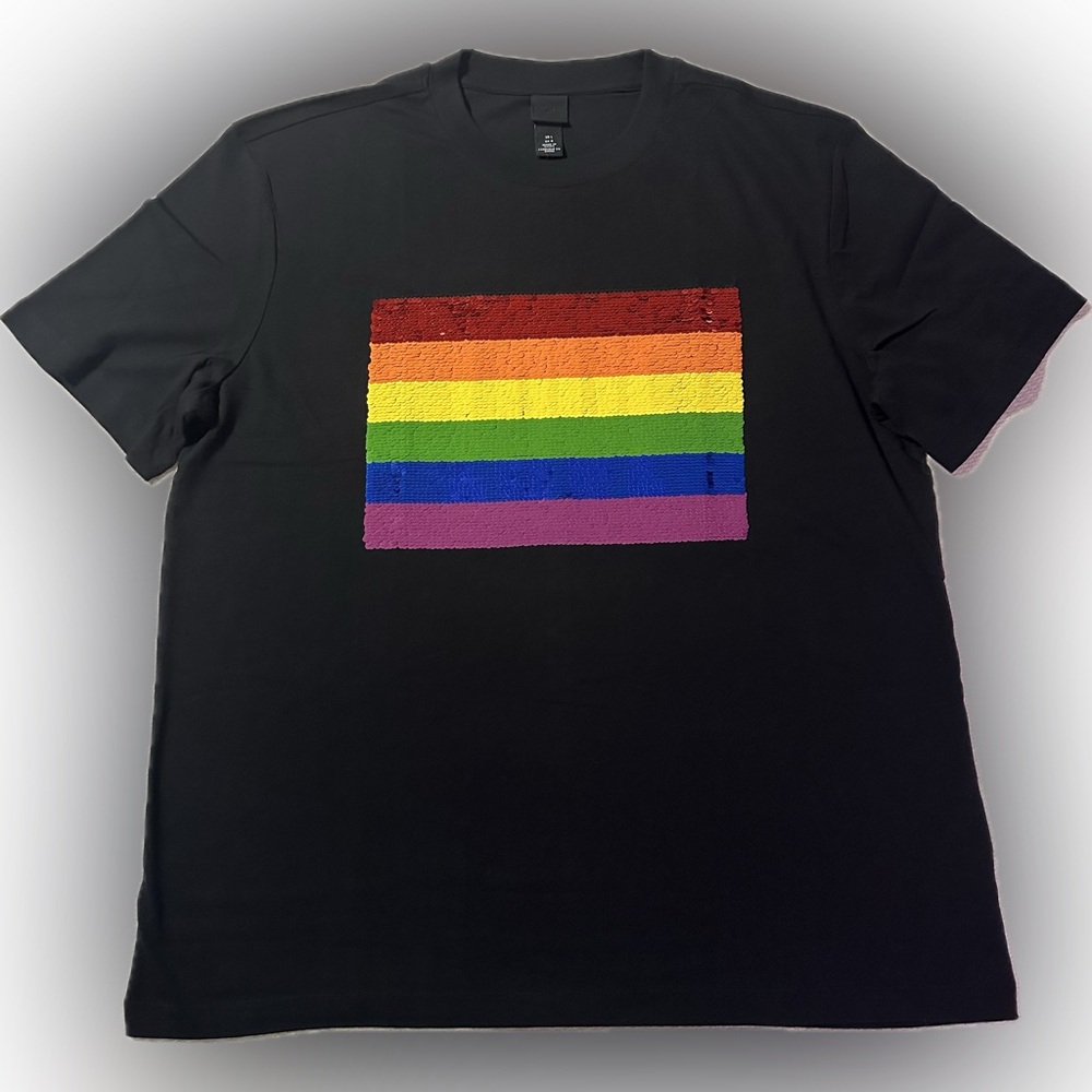 H&M Pride Sequin T-Shirt, size Large